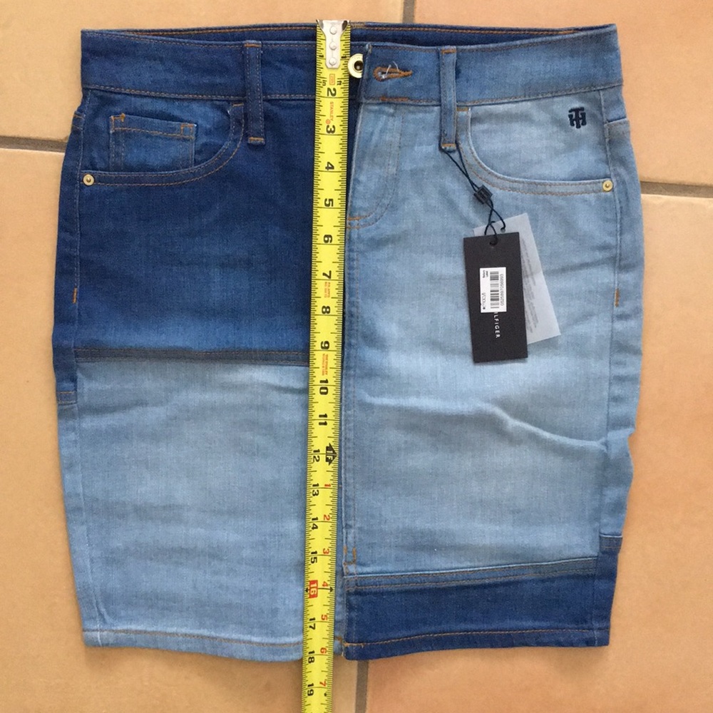 Blue Capri Casual/ Patch Denim Jean Skirt